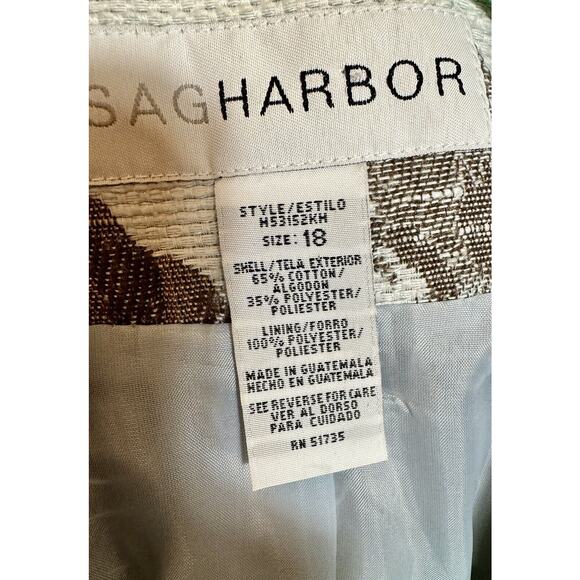 Sag Harbor Womens Green Floral Tapestry Button Up Blazer Jacket Lined Size 18 XL - Picture 5 of 10